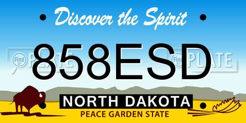 858ESD North Dakota License Plate