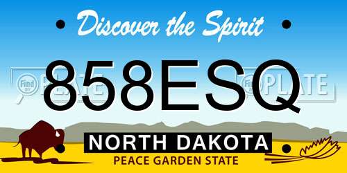 858ESQ North Dakota License Plate