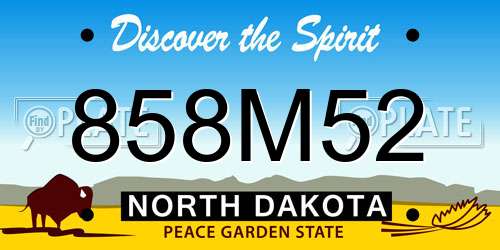 858M52 North Dakota License Plate