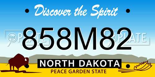 858M82 North Dakota License Plate