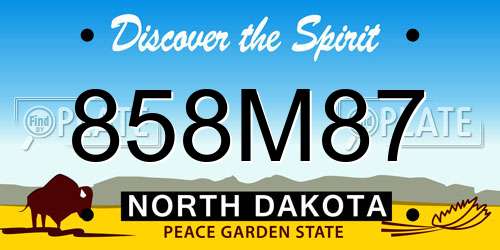 858M87 North Dakota License Plate