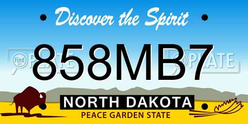 858MB7 North Dakota License Plate