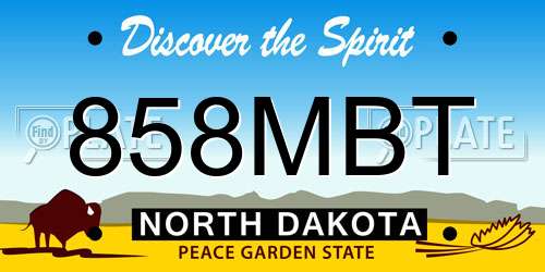 858MBT North Dakota License Plate
