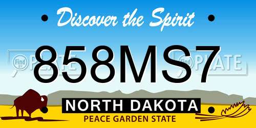 858MS7 North Dakota License Plate