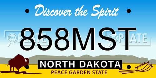 858MST North Dakota License Plate