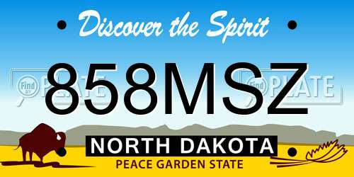 858MSZ North Dakota License Plate