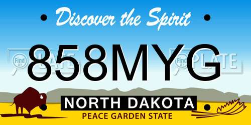 858MYG North Dakota License Plate