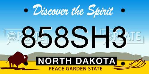858SH3 North Dakota License Plate