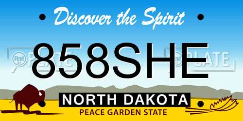 858SHE North Dakota License Plate