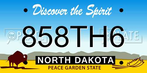 858TH6 North Dakota License Plate