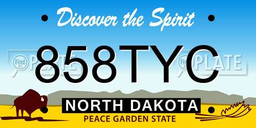 858TYC North Dakota License Plate