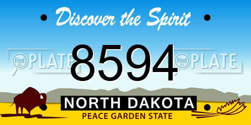 8594 North Dakota License Plate