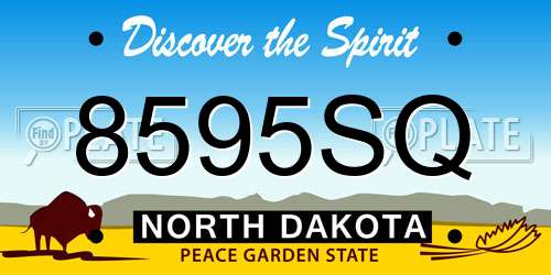 8595SQ North Dakota License Plate