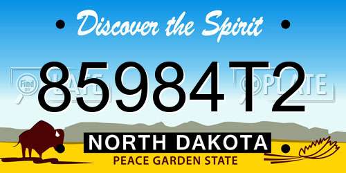 85984T2 North Dakota License Plate