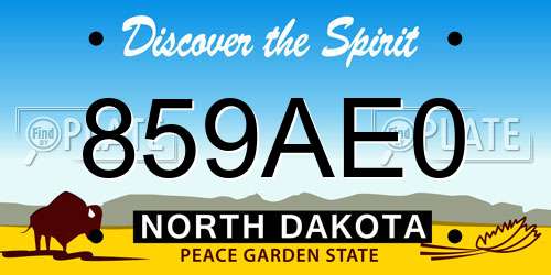 859AE0 North Dakota License Plate