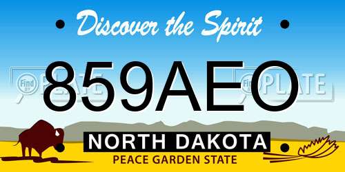 859AEO North Dakota License Plate