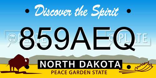 859AEQ North Dakota License Plate