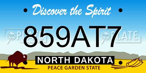 859AT7 North Dakota License Plate