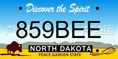 859BEE North Dakota License Plate