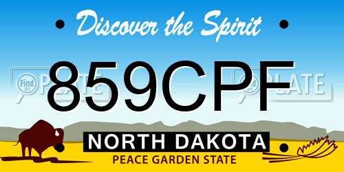 859CPF North Dakota License Plate