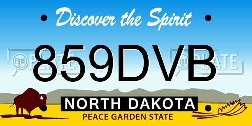 859DVB North Dakota License Plate