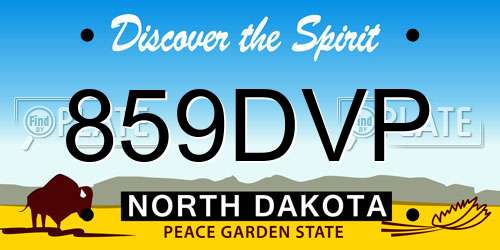 859DVP North Dakota License Plate