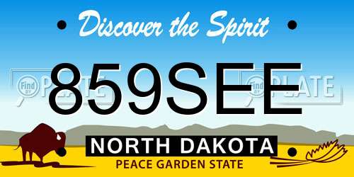 859SEE North Dakota License Plate