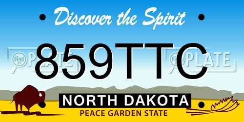 859TTC North Dakota License Plate