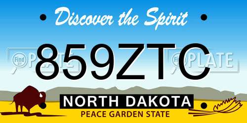 859ZTC North Dakota License Plate