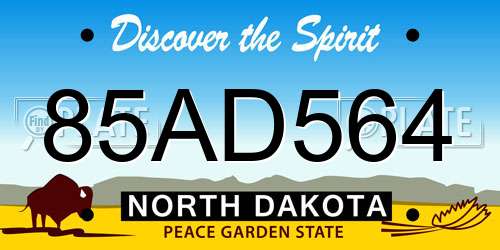 85AD564 North Dakota License Plate
