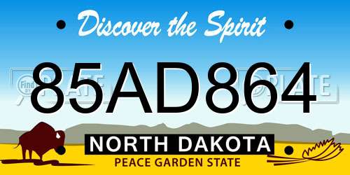 85AD864 North Dakota License Plate