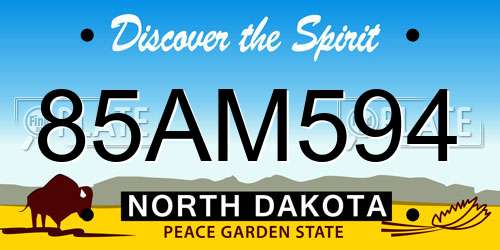 85AM594 North Dakota License Plate