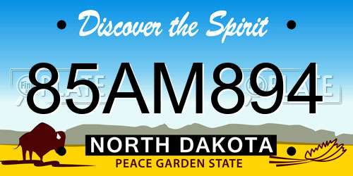 85AM894 North Dakota License Plate