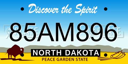 85AM896 North Dakota License Plate
