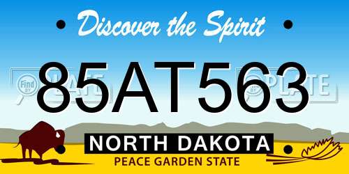 85AT563 North Dakota License Plate