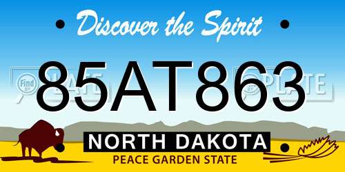 85AT863 North Dakota License Plate