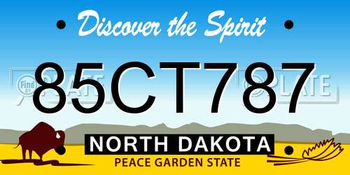 85CT787 North Dakota License Plate