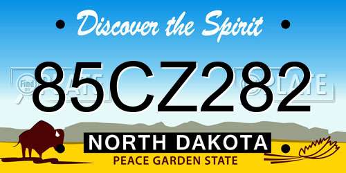 85CZ282 North Dakota License Plate