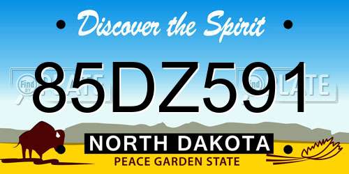85DZ591 North Dakota License Plate