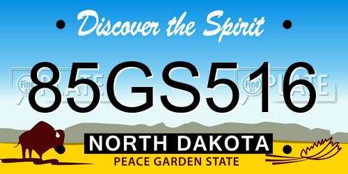 85GS516 North Dakota License Plate