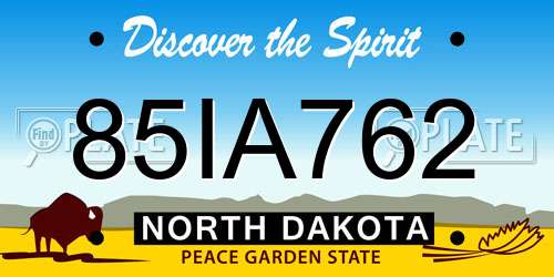 85IA762 North Dakota License Plate