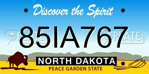 85IA767 North Dakota License Plate