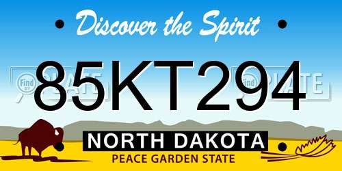 85KT294 North Dakota License Plate