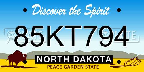 85KT794 North Dakota License Plate
