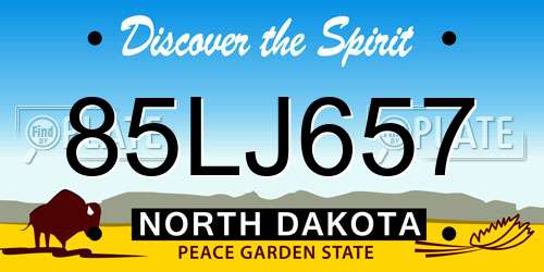 85LJ657 North Dakota License Plate