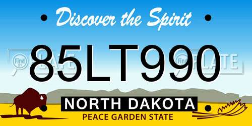 85LT990 North Dakota License Plate