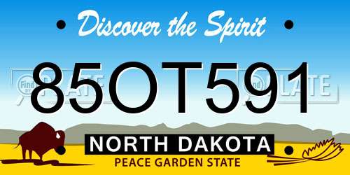 85OT591 North Dakota License Plate
