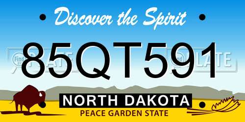 85QT591 North Dakota License Plate