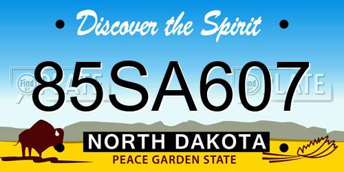 85SA607 North Dakota License Plate