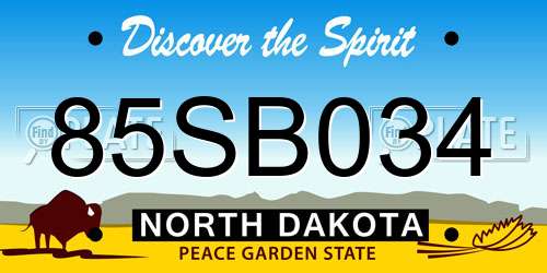 85SB034 North Dakota License Plate